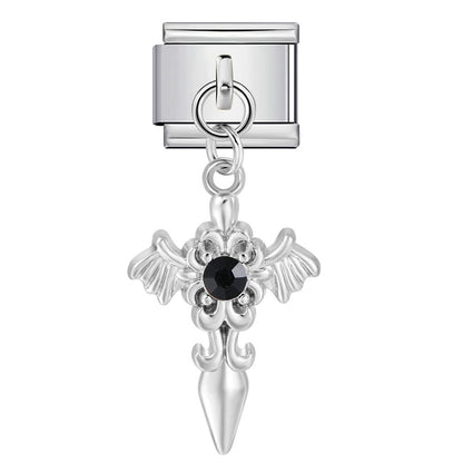 Colorful Heart Moon Bow Pendant Stainless Steel Italian Charm Links