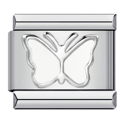 Stainless steel heart butterfly stamped pattern colorful enamel diy italian charm