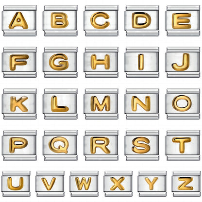 Cross-border explosive convex English alphabet collection series, stainless steel gold-plated DIY Italian module bracelet