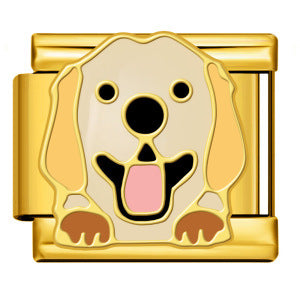 Pet Dog Italian Charm Gold Silver Enamel Stainless Steel