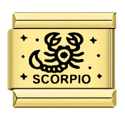 Cross-border hot-selling laser engraved 12 zodiac sign elements stainless steel diy italian modular bracelet bangle accessories