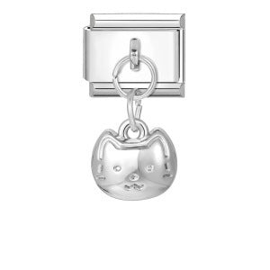 Silver Base Micro Pave Zircon Cute Pendant Italian Charm Links