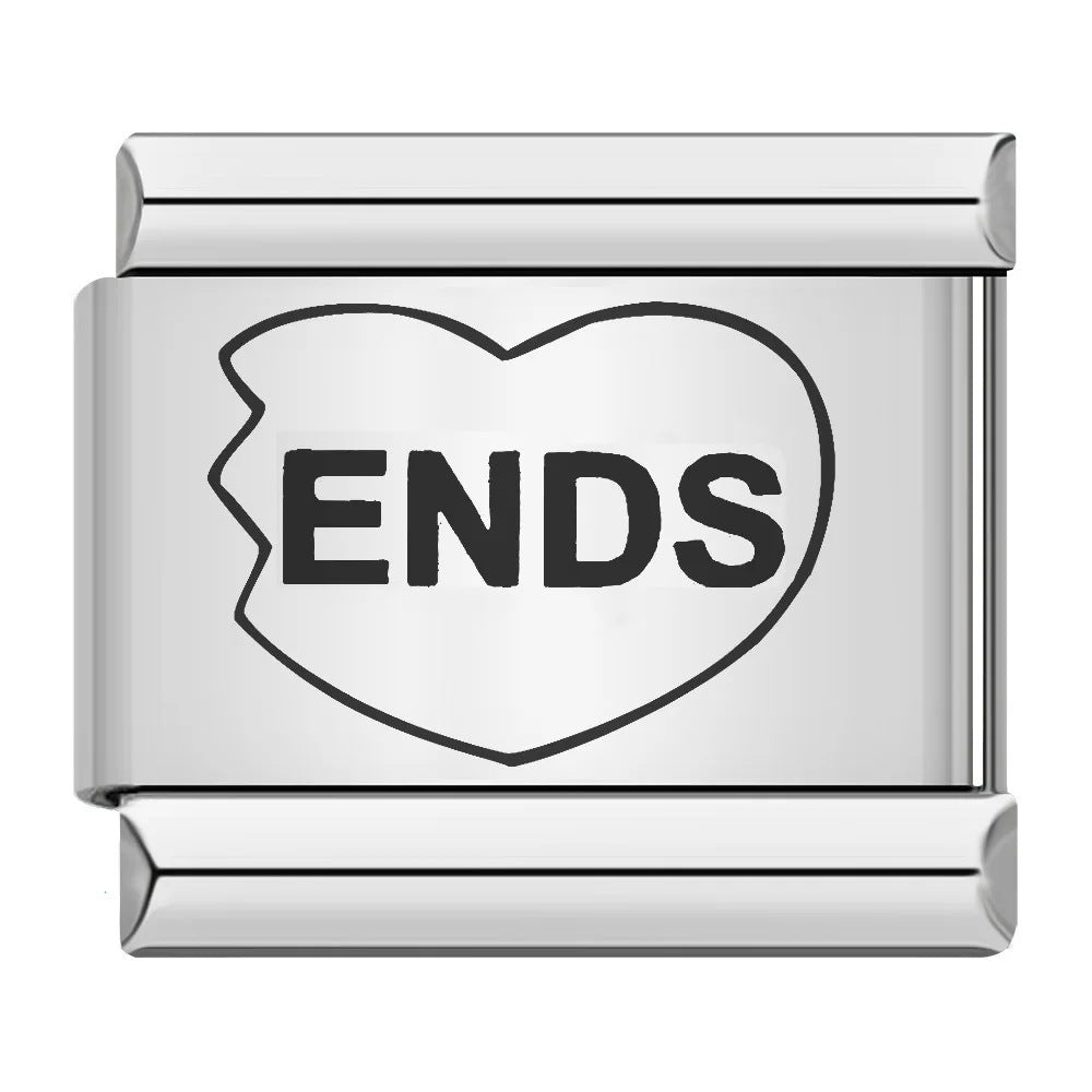 Laser Engraved Pattern Stainless Steel Italian Charm Links