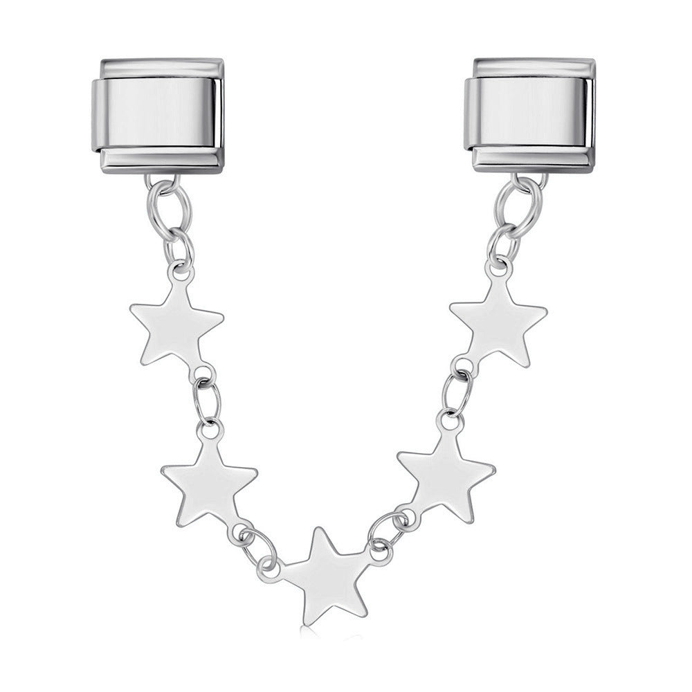Double hook italian module five-pointed star pendant patchwork stainless steel watch strap chain italian charm