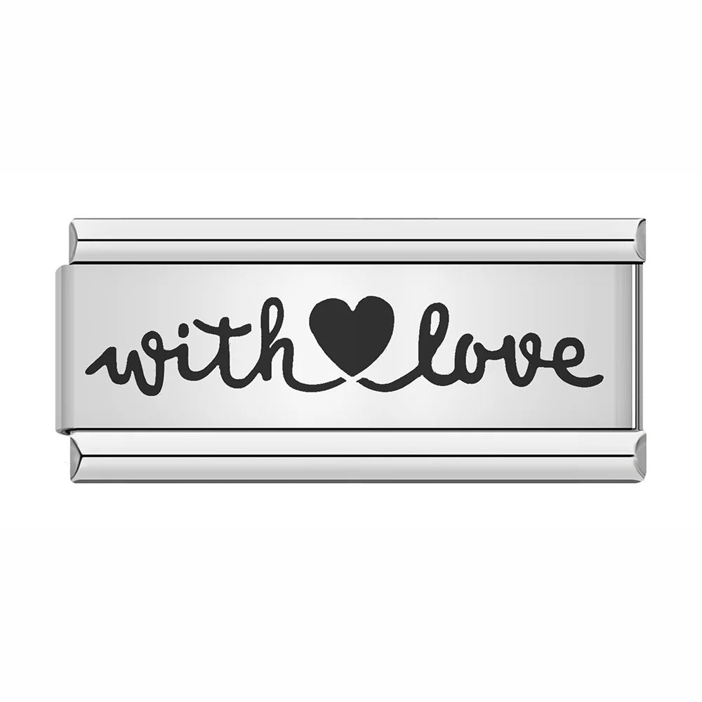 Laser Engraved Pattern Stainless Steel Italian Charm Links