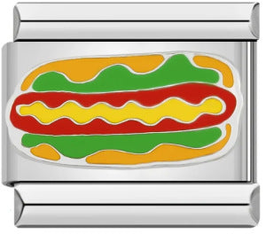 Delicious food Italian module bracelet, new stainless steel welding oil drip cartoon DIY splicing bracelet