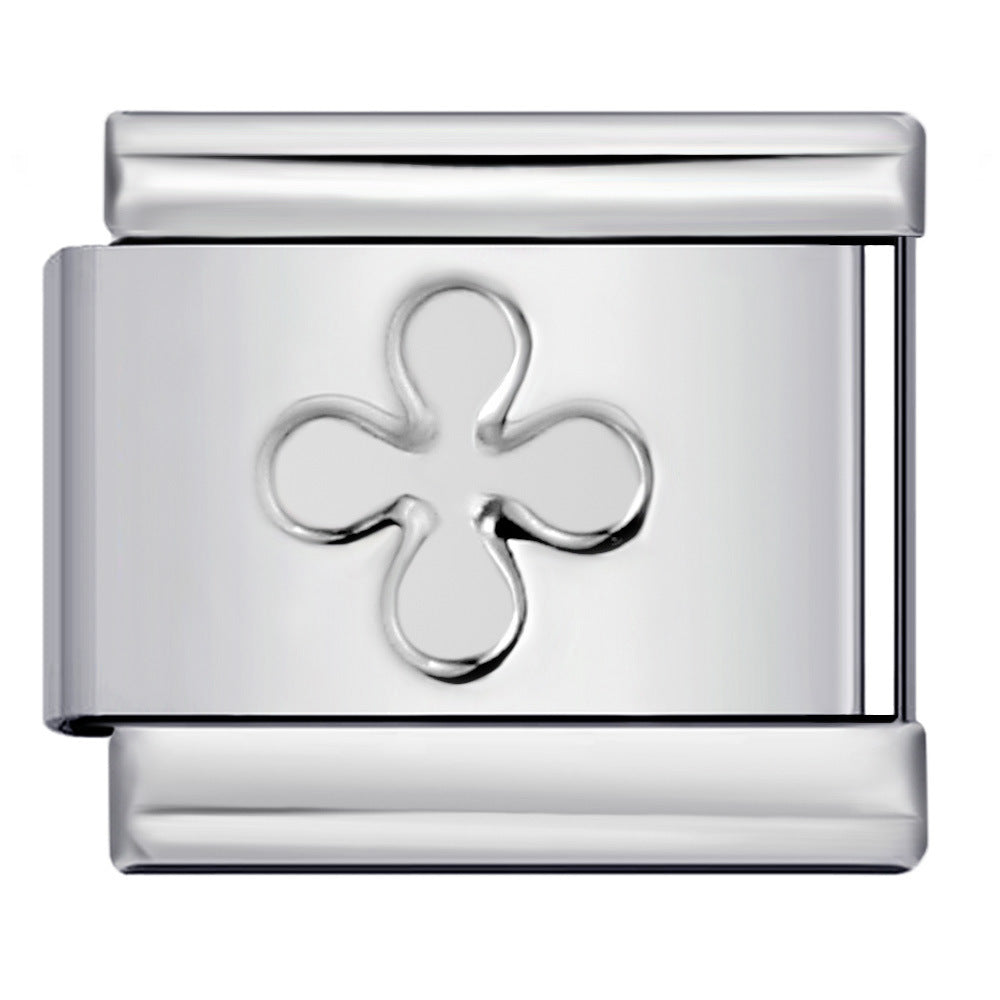 Concave Silver Stamped Stainless Steel Italian Charm Links