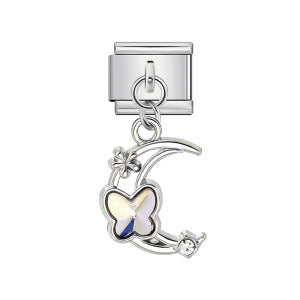 Hook butterfly pendant italian modular bracelet stainless steel patchwork strap chain italian charm