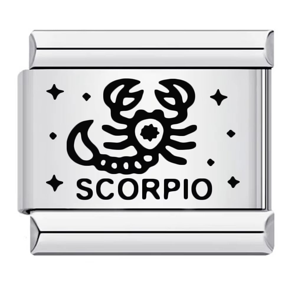 Cross-border hot-selling laser engraved 12 zodiac sign elements stainless steel diy italian modular bracelet bangle accessories