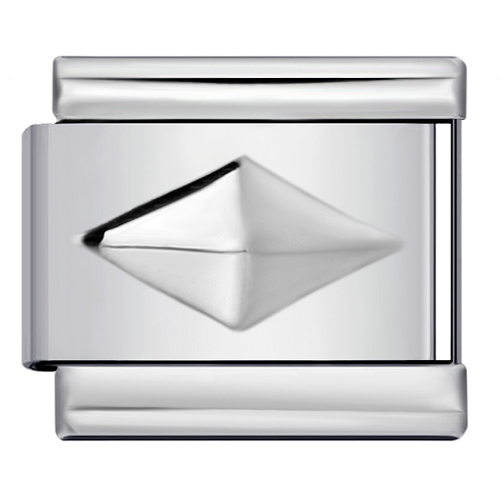 Convex Silver Stamped Italian Charm Stainless Steel