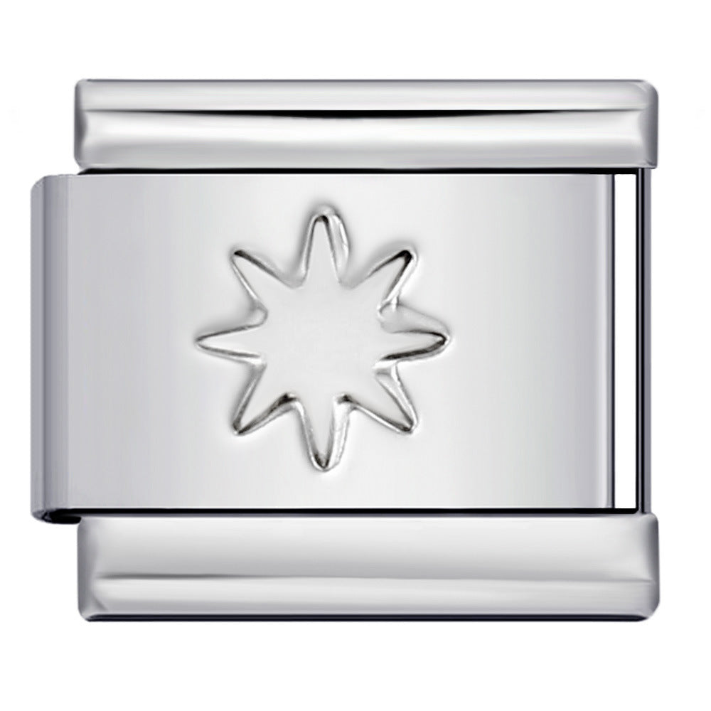 Concave Silver Stamped Stainless Steel Italian Charm Links