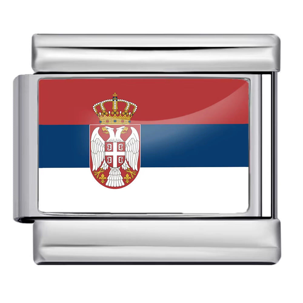 Hot-selling new world flag photo epoxy series stainless steel diy italian module bracelet accessories wholesale