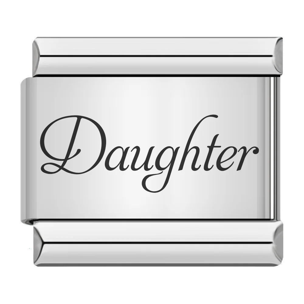 Family series english word pattern italian module bracelet stainless steel laser engraved diy bracelet