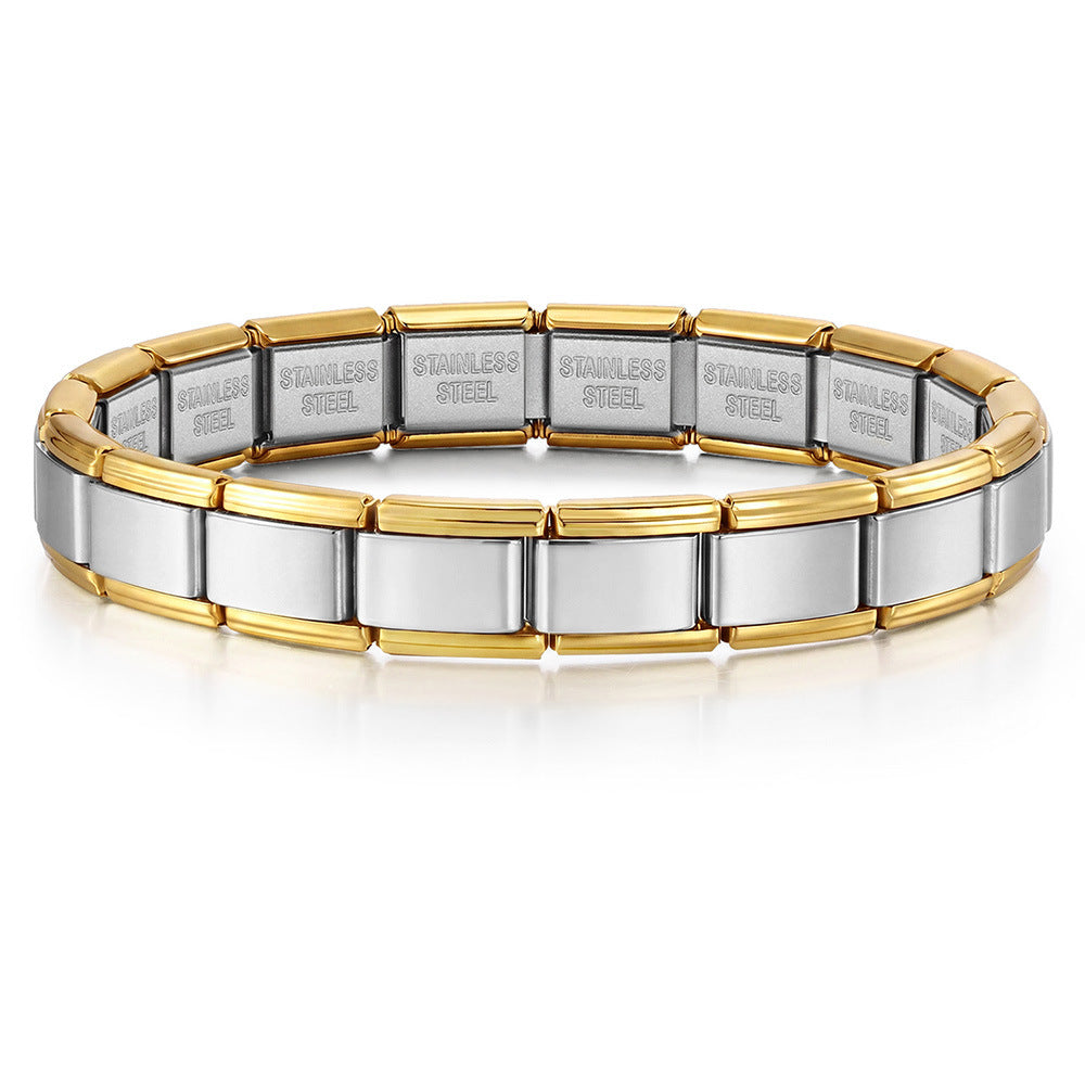 Stainless Steel Vacuum IP Plated Italian Module Bracelet Foundation Elastic Strap Chain Italian Charm