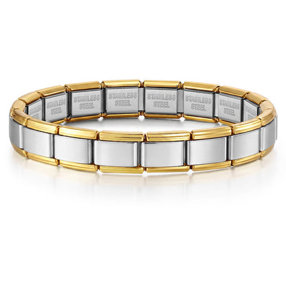 Stainless Steel Vacuum IP Plated Italian Module Bracelet Foundation Elastic Strap Chain Italian Charm
