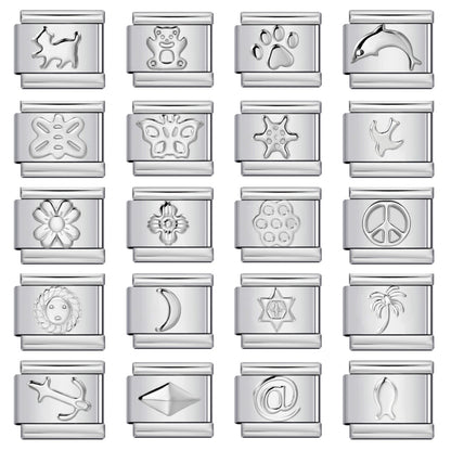 Convex Silver Stamped Italian Charm Stainless Steel