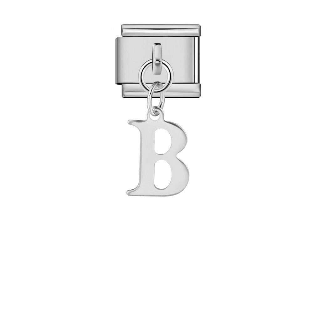 Silver minimalist letter Italian module bracelet, stainless steel handmade DIY hook elastic splicing bracelet accessories