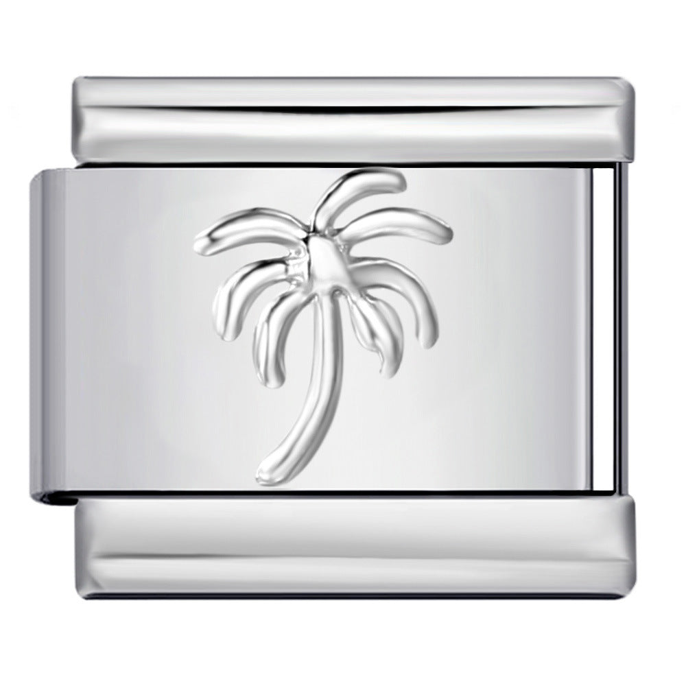 Convex Silver Stamped Italian Charm Stainless Steel