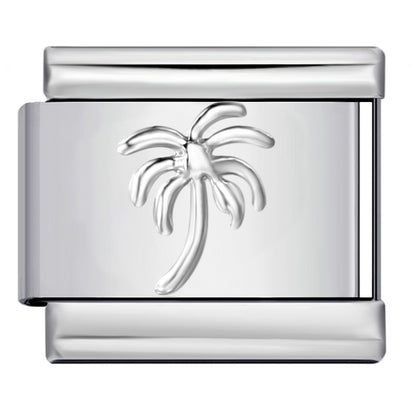 Convex Silver Stamped Italian Charm Stainless Steel