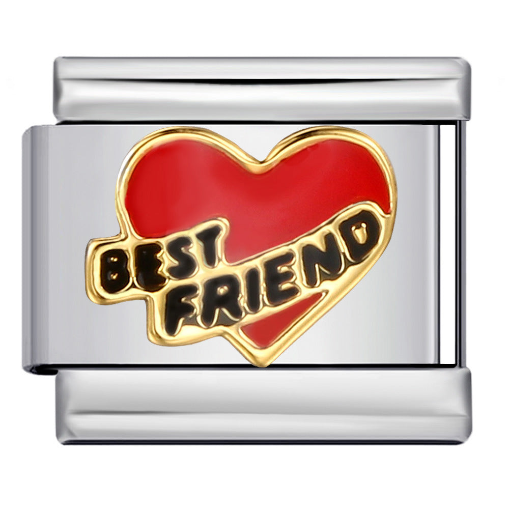 Friendship series stainless steel gold-plated welding diy italian module bracelet italian charm bracel