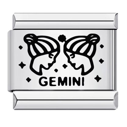 Cross-border hot-selling laser engraved 12 zodiac sign elements stainless steel diy italian modular bracelet bangle accessories