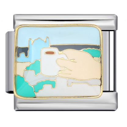 Ocean Series Italian Module Bracelet, Gold Plated Drip DIY Welded Strap Chain Italian Charm