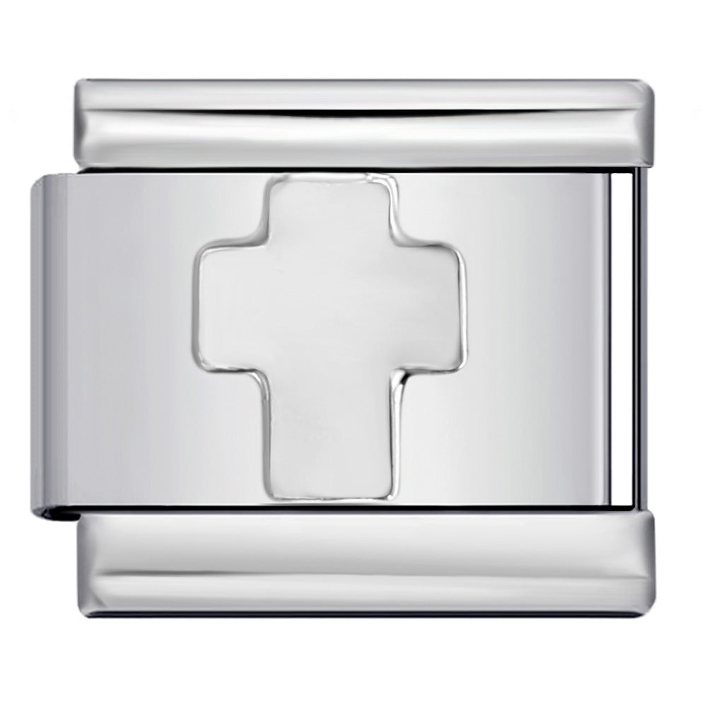 Concave Silver Stamped Stainless Steel Italian Charm Links