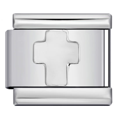Concave Silver Stamped Stainless Steel Italian Charm Links