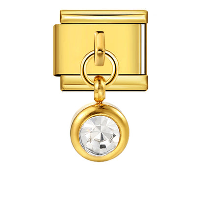 Colorful birthstone gold and silver base round pendant italian module stainless steel hook fashionable versatile bracelet