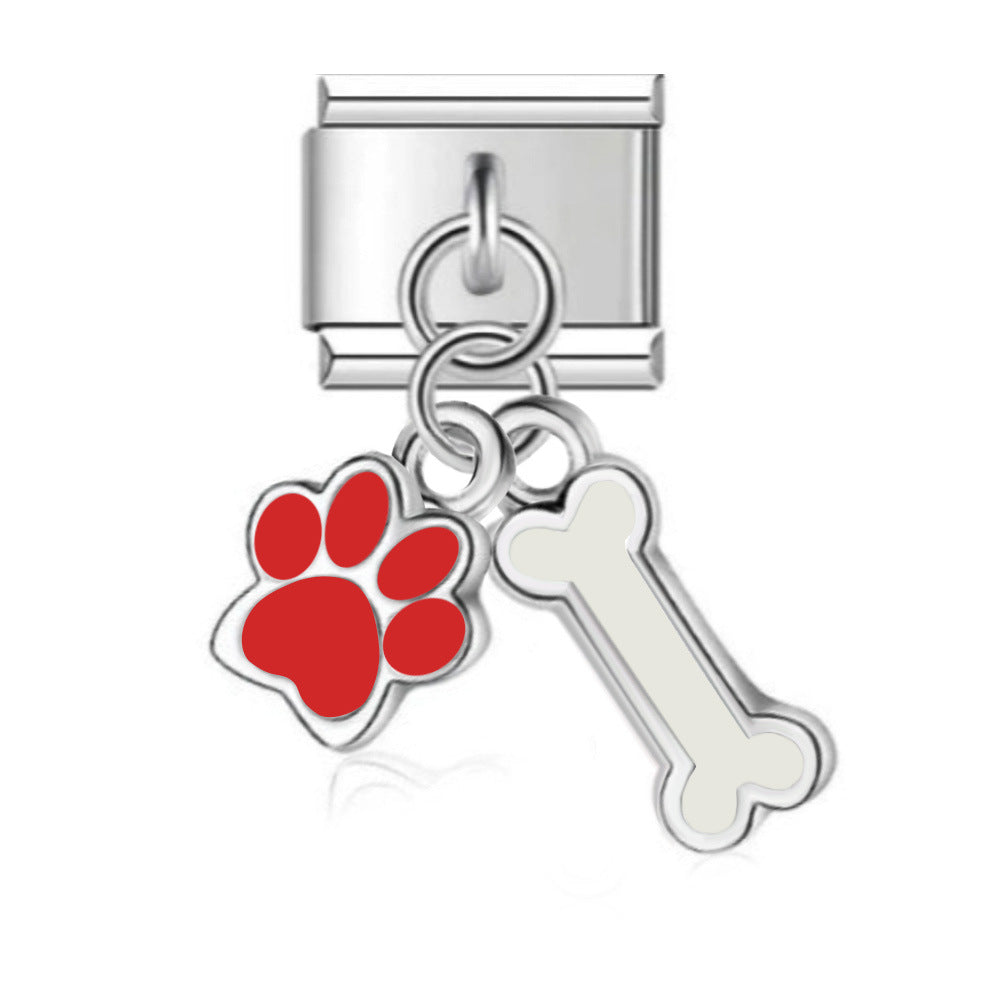 Color Enamel Paw Hook Stainless Steel Italian Charm Links