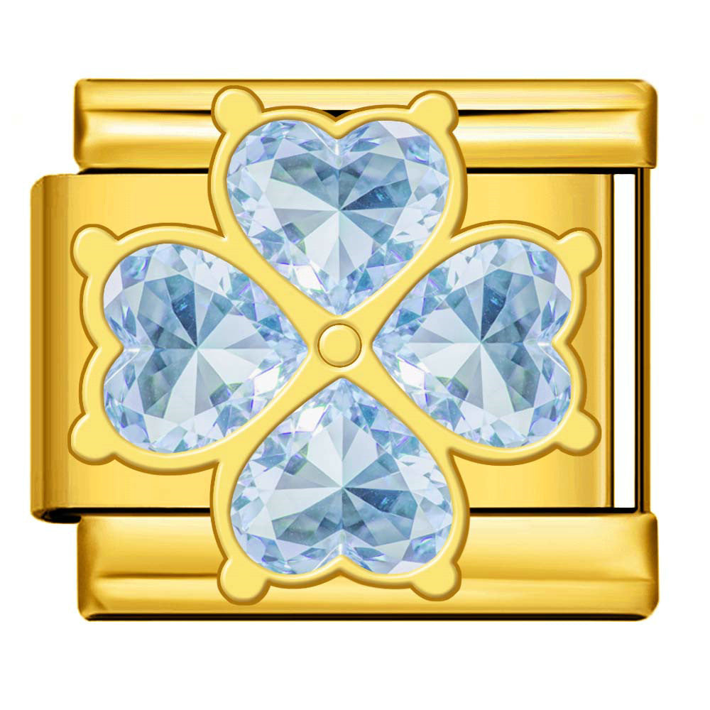 Gold Silver Rhinestone Italian Charm Gold Plated Stainless Steel