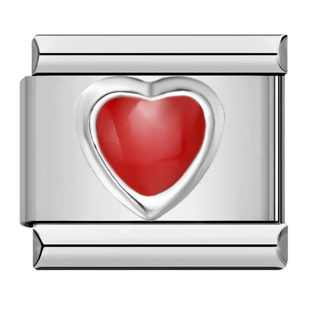 Stainless steel heart butterfly stamped pattern colorful enamel diy italian charm