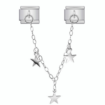 Butterfly and star pendant italian modular bracelet - stainless steel double hook diy stretch bracelet accessories