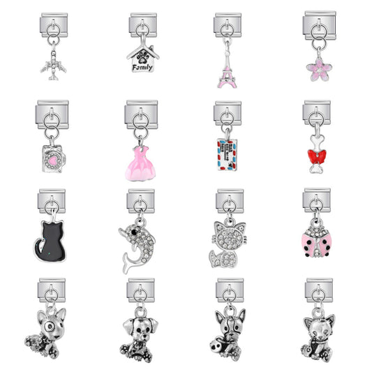 Single Animal Pendant Italian Modular Bracelet, Hook Strap Chain Italian Charm