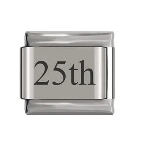 Laser Engraved Date Stainless Steel Italian Charm Links