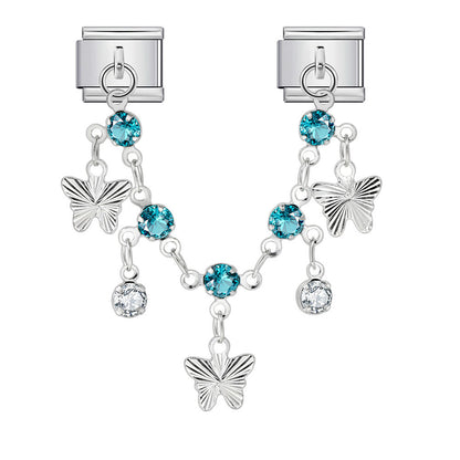 Butterfly and star pendant italian modular bracelet - stainless steel double hook diy stretch bracelet accessories