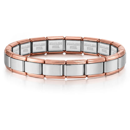 Stainless Steel Vacuum IP Plated Italian Module Bracelet Foundation Elastic Strap Chain Italian Charm