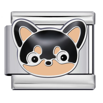 Pet Dog Italian Charm Gold Silver Enamel Stainless Steel