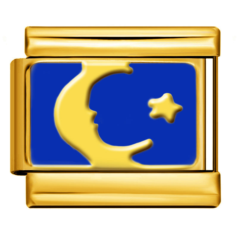 Gold Plated Enamel Italian Charm Stainless Steel
