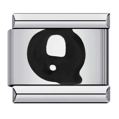 Black Letter Italian Charm Bracelet Stainless Steel