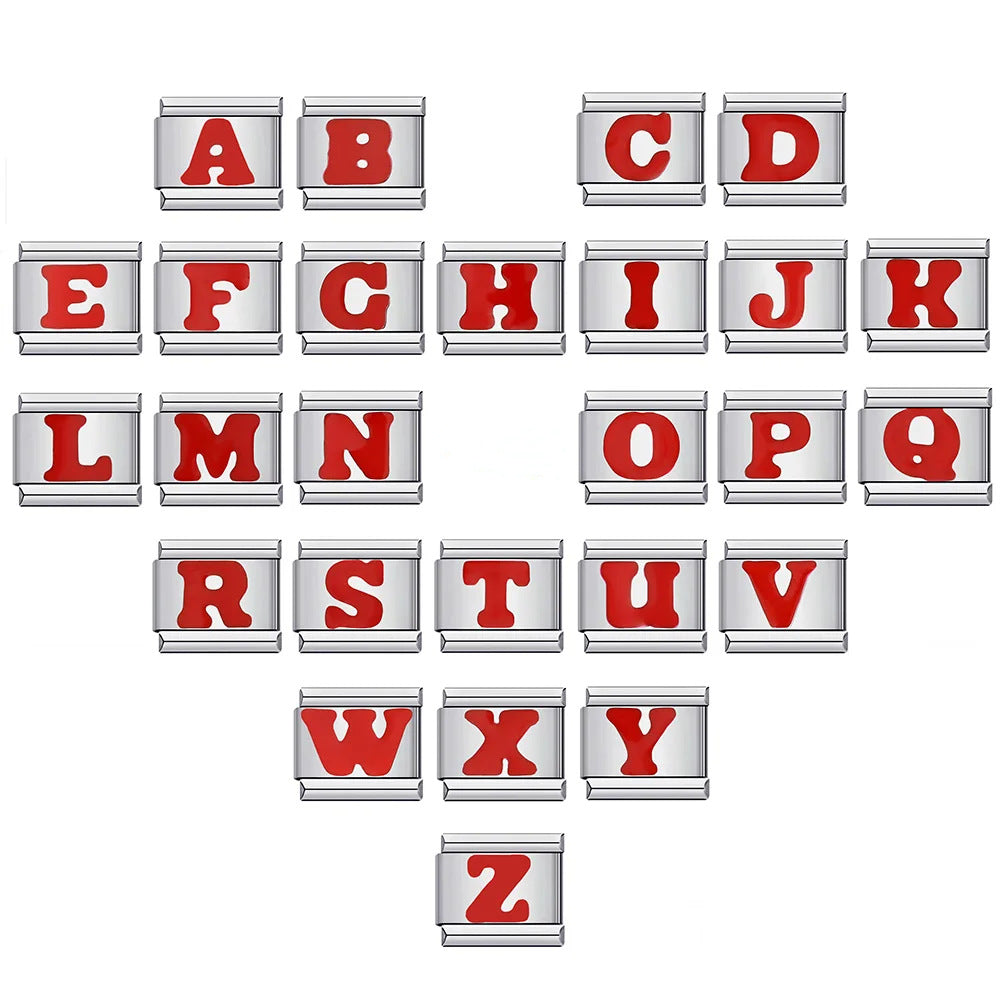 New arrival red english letter diy italian module stainless steel bracelet italiancharmbracelet
