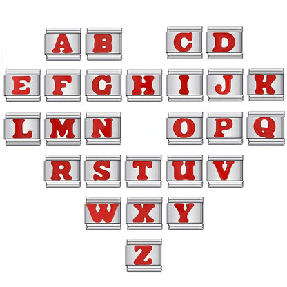 New arrival red english letter diy italian module stainless steel bracelet italiancharmbracelet