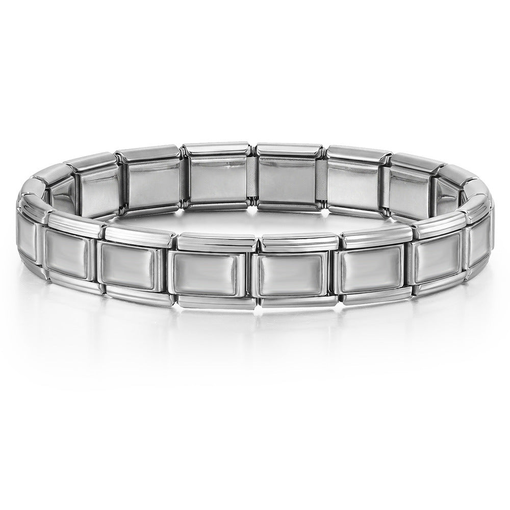 Stainless Steel Vacuum IP Plated Italian Module Bracelet Foundation Elastic Strap Chain Italian Charm