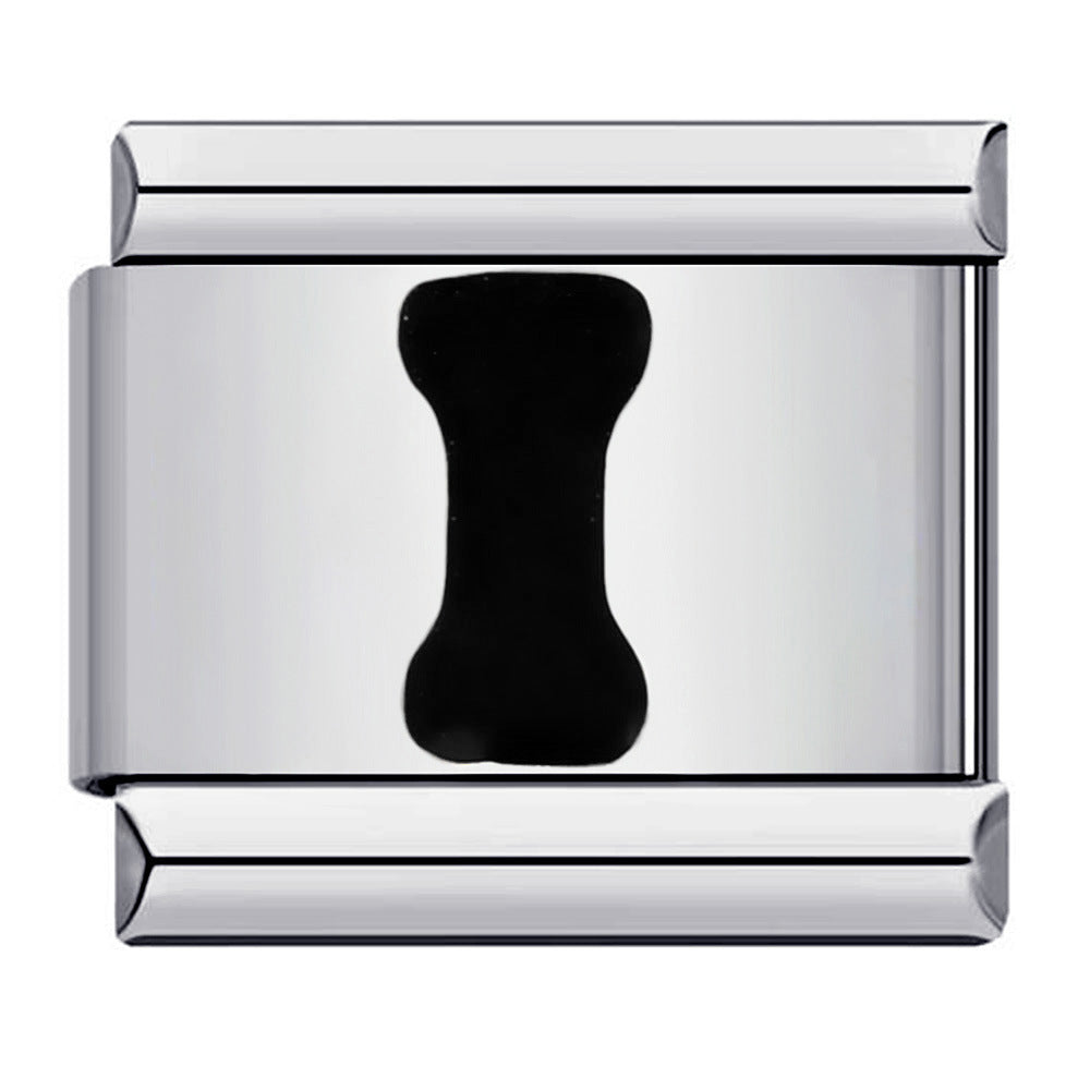 Black Letter Italian Charm Bracelet Stainless Steel