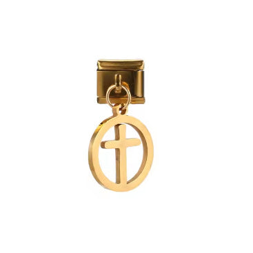 Cross pendant hook style italian modular bracelet diy elastic splicing stainless steel watch band chain accessories