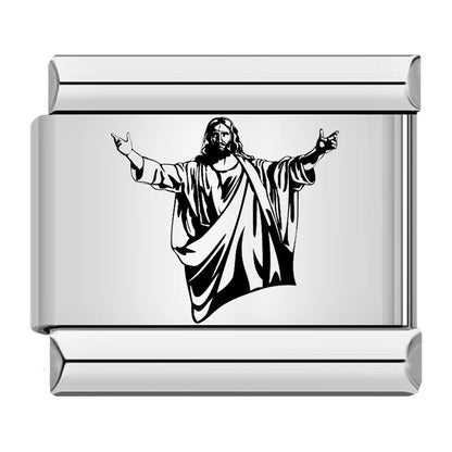 Stainless Steel Laser Engraved Cross Italian Module Bracelet DIY Strap Chain Italian Charms