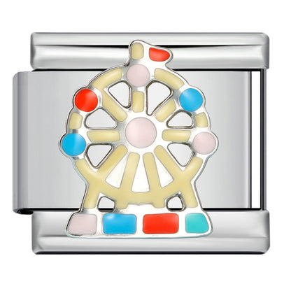 Amusement park themed Italian module bracelet, stainless steel DIY elastic splicing bracelet accessories