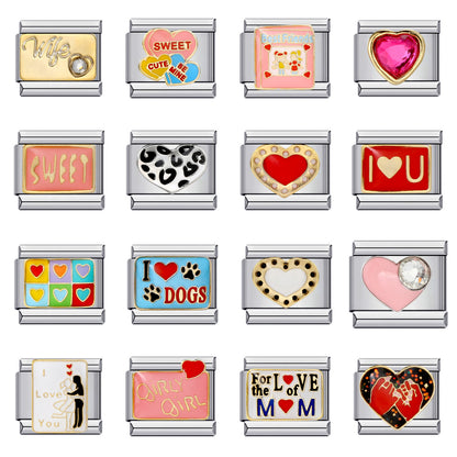 Cross-border hot-selling love series stainless steel welding oil drip bracelet, cartoon DIY Italian module bracelet wholesale