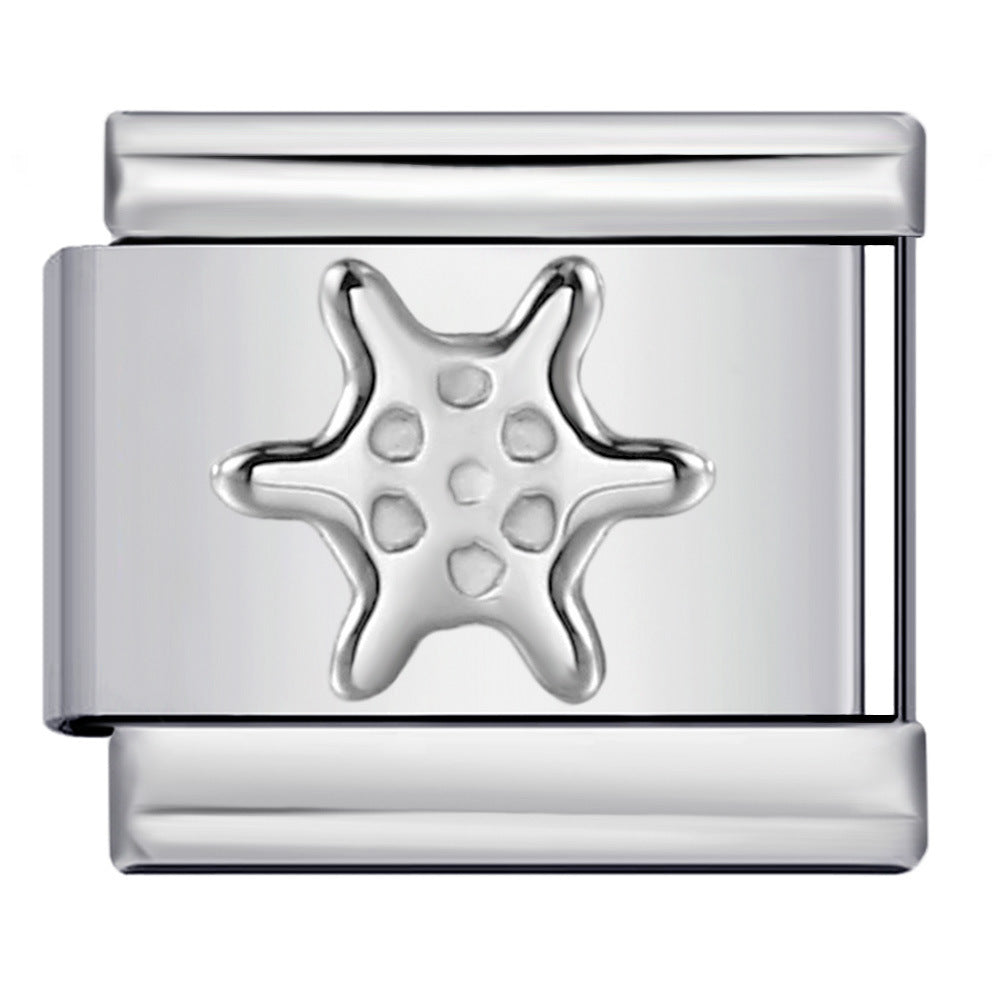 Convex Silver Stamped Italian Charm Stainless Steel