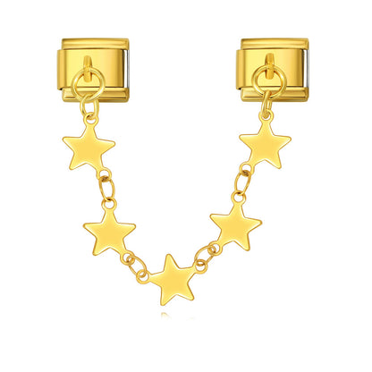 Double hook italian module five-pointed star pendant patchwork stainless steel watch strap chain italian charm